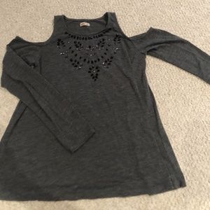 Gray Hollister "Cold Shoulder" Long Sleeve Shirt
